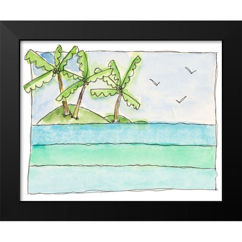 Island Palms I Black Modern Wood Framed Art Print by Krinlox