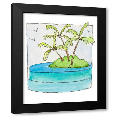 Island Palms II Black Modern Wood Framed Art Print by Krinlox