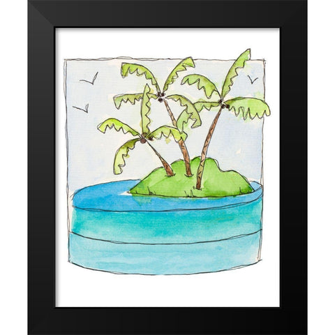 Island Palms II Black Modern Wood Framed Art Print by Krinlox