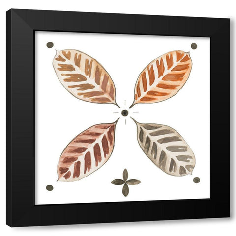 Sepia Leaves Black Modern Wood Framed Art Print by Pinto, Patricia