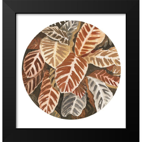 Sepia Leaves In Circle Black Modern Wood Framed Art Print by Pinto, Patricia
