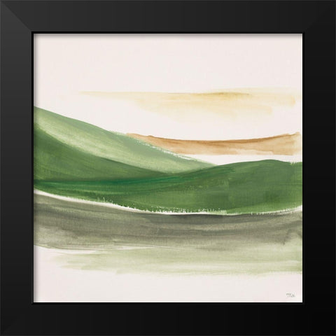 Green Abstract Landscape Black Modern Wood Framed Art Print by Pinto, Patricia