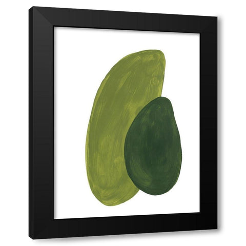 Green Shapes Black Modern Wood Framed Art Print by Pinto, Patricia