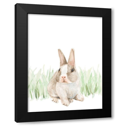 Bunny In The Grass Black Modern Wood Framed Art Print with Double Matting by Loreth, Lanie