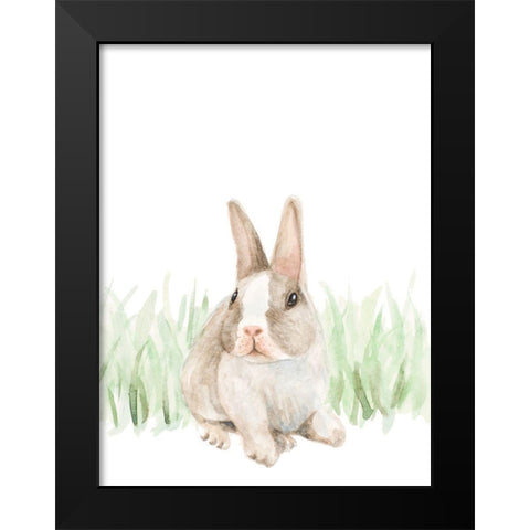 Bunny In The Grass Black Modern Wood Framed Art Print by Loreth, Lanie