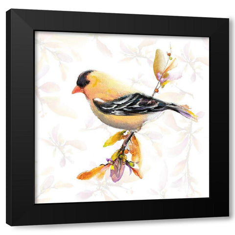 Watercolor Chickadee IV Black Modern Wood Framed Art Print by Diannart