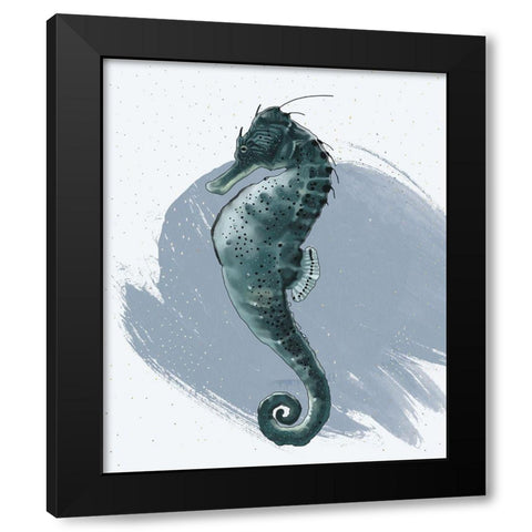 Seahorse Black Modern Wood Framed Art Print with Double Matting by Sheppard, Lucca