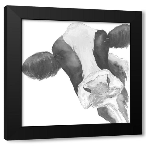 Hello Cow Black Modern Wood Framed Art Print by Price, Lucille