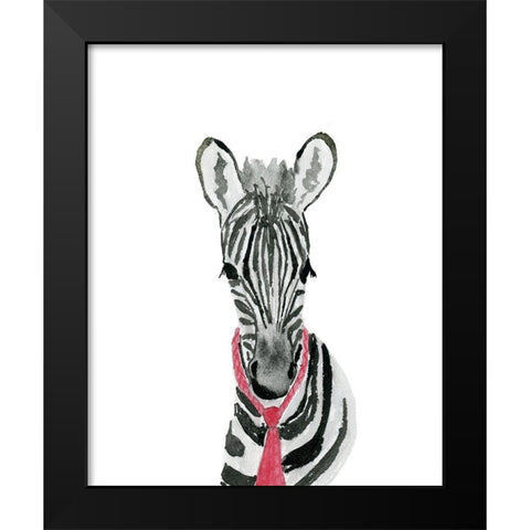 Zebra With Tie Black Modern Wood Framed Art Print by Price, Lucille