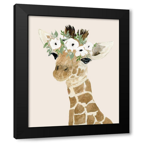 Little Giraffe Black Modern Wood Framed Art Print with Double Matting by Price, Lucille
