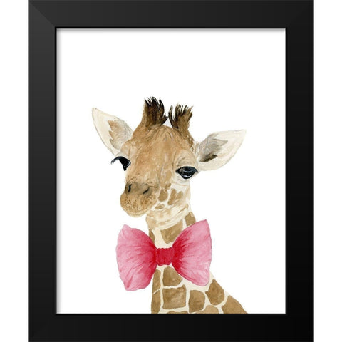 Giraffe With Bow Black Modern Wood Framed Art Print by Price, Lucille