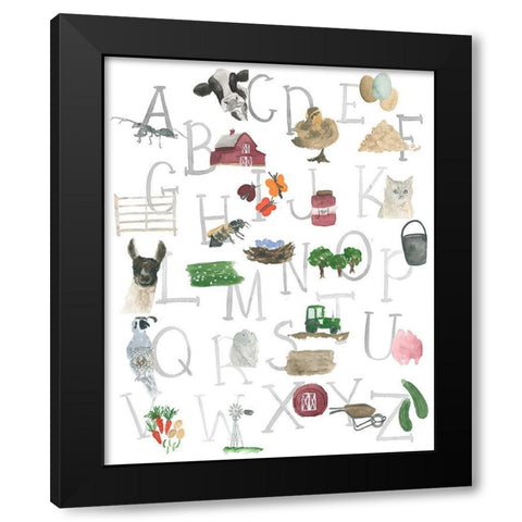 Farm Alphabet Black Modern Wood Framed Art Print with Double Matting by Price, Lucille