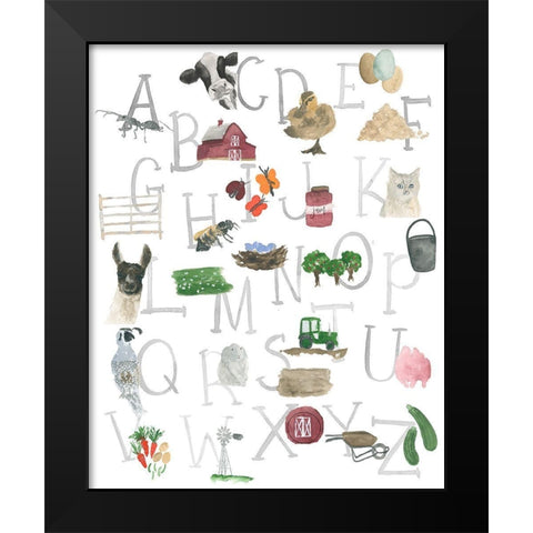 Farm Alphabet Black Modern Wood Framed Art Print by Price, Lucille