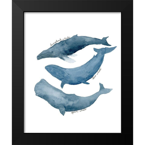 Whale Trio Black Modern Wood Framed Art Print by Price, Lucille