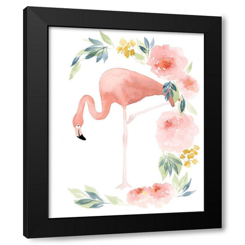 Floral Flamingo I Black Modern Wood Framed Art Print by Price, Lucille