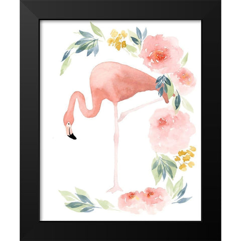 Floral Flamingo I Black Modern Wood Framed Art Print by Price, Lucille