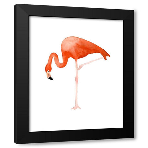 Standing Flamingo Black Modern Wood Framed Art Print with Double Matting by Price, Lucille