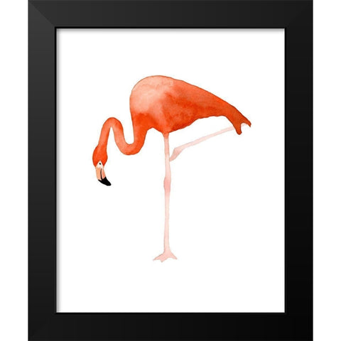 Standing Flamingo Black Modern Wood Framed Art Print by Price, Lucille