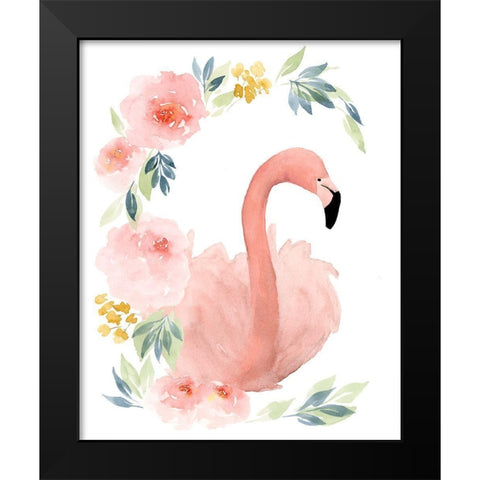 Floral Flamingo II Black Modern Wood Framed Art Print by Price, Lucille