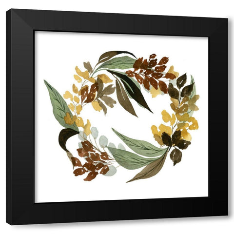 Fall Wreath Black Modern Wood Framed Art Print with Double Matting by Price, Lucille