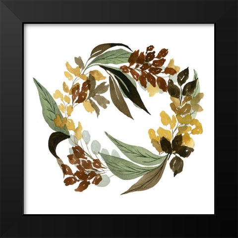 Fall Wreath Black Modern Wood Framed Art Print by Price, Lucille