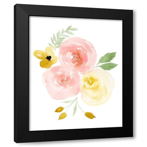 Watercolor Roses I Black Modern Wood Framed Art Print with Double Matting by Price, Lucille