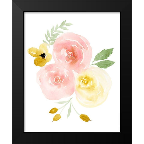 Watercolor Roses I Black Modern Wood Framed Art Print by Price, Lucille