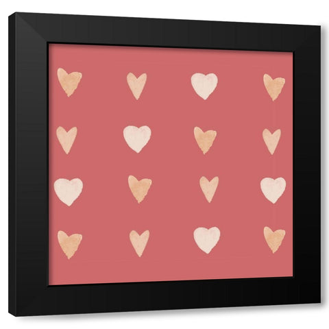 Hearts Black Modern Wood Framed Art Print with Double Matting by Price, Lucille