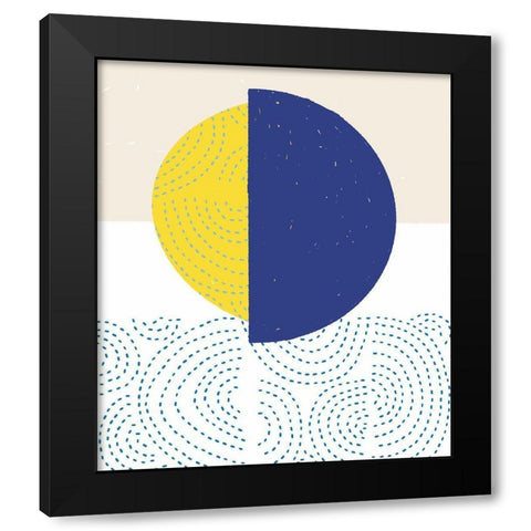 Blue and Yellow Mod Circles I Black Modern Wood Framed Art Print by Bucheli, Jen