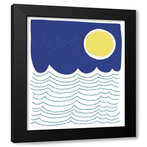 Blue and Yellow Mod Circles II Black Modern Wood Framed Art Print by Bucheli, Jen