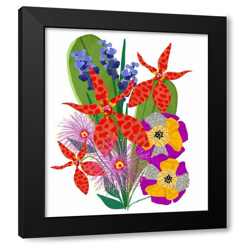 Bold Popping Flowers Black Modern Wood Framed Art Print by Bucheli, Jen