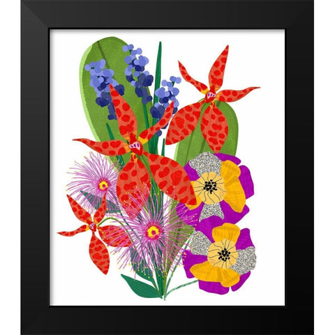 Bold Popping Flowers Black Modern Wood Framed Art Print by Bucheli, Jen