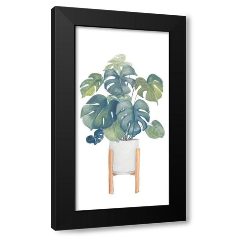 Monstera Deliciosa Black Modern Wood Framed Art Print by Loreth, Lanie