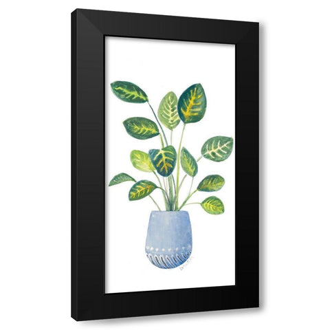 Croton In Blue Pot Black Modern Wood Framed Art Print by Loreth, Lanie