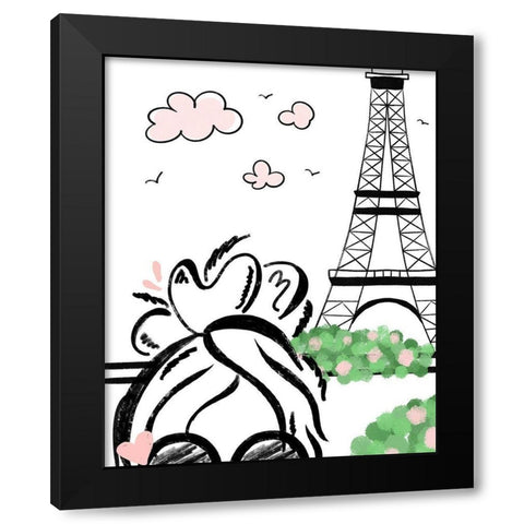 Paris Girl I Black Modern Wood Framed Art Print with Double Matting by Quach, Anna