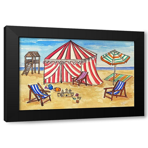 Cabana Beach II Black Modern Wood Framed Art Print with Double Matting by Biscardi, Nicholas