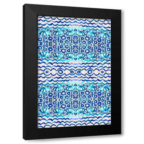 Aqua Blue Fun II Black Modern Wood Framed Art Print with Double Matting by Biscardi, Nicholas