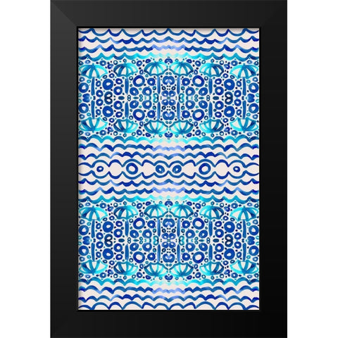 Aqua Blue Fun II Black Modern Wood Framed Art Print by Biscardi, Nicholas