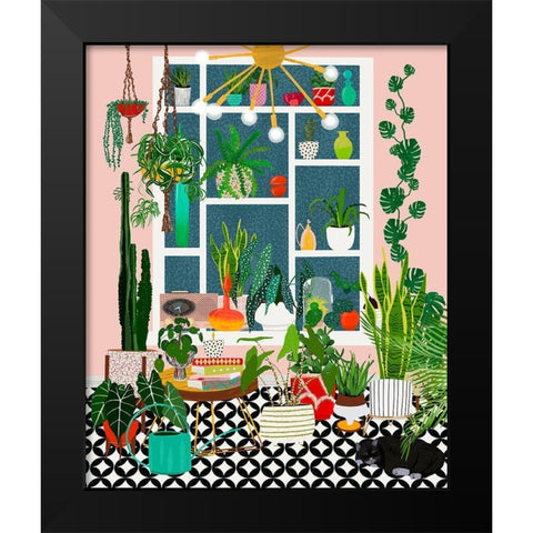 Plant Solarium Bright Black Modern Wood Framed Art Print by Bucheli, Jen