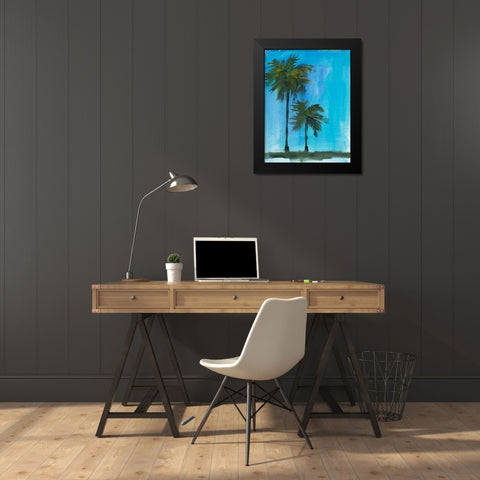 Twin Palms Black Modern Wood Framed Art Print by Slivka, Jane