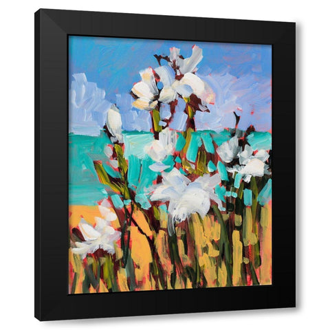 Flowers By The Beach Black Modern Wood Framed Art Print by Slivka, Jane