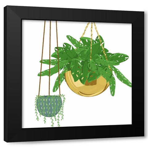 Hanging Plant Set Black Modern Wood Framed Art Print by Bucheli, Jen