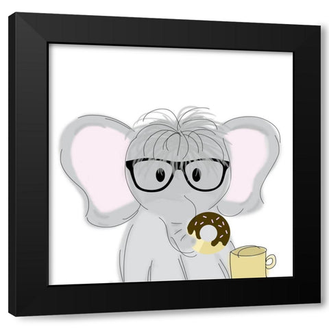 Monday Morning Ele Black Modern Wood Framed Art Print with Double Matting by Quach, Anna