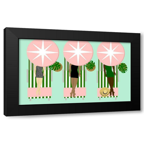 Sunbathing Ladies On Green Black Modern Wood Framed Art Print with Double Matting by Bucheli, Jen