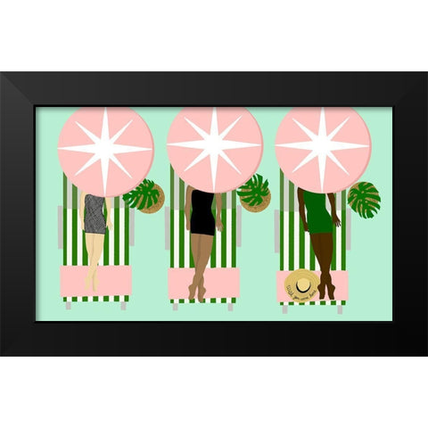Sunbathing Ladies On Green Black Modern Wood Framed Art Print by Bucheli, Jen