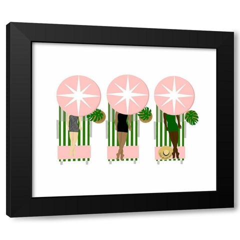 Sunbathing Ladies Black Modern Wood Framed Art Print with Double Matting by Bucheli, Jen