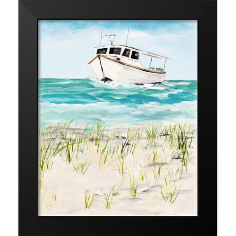 Boat By The Shore Black Modern Wood Framed Art Print by DeRice, Julie