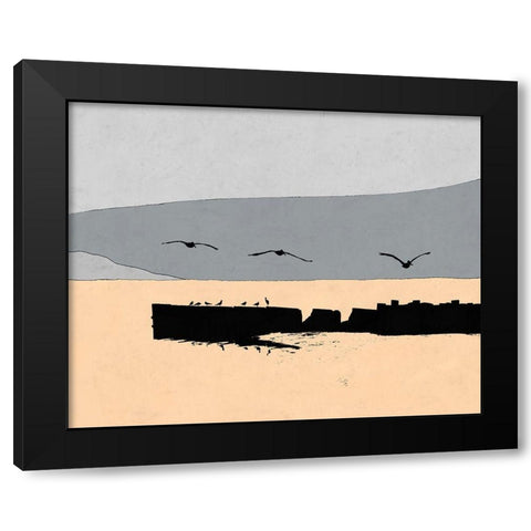 Flying Off The Dock Black Modern Wood Framed Art Print with Double Matting by Tom, Ella