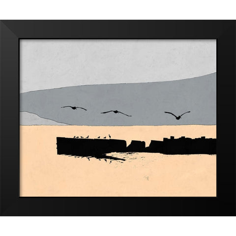 Flying Off The Dock Black Modern Wood Framed Art Print by Tom, Ella