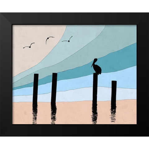 Pelican Post I Black Modern Wood Framed Art Print by Tom, Ella